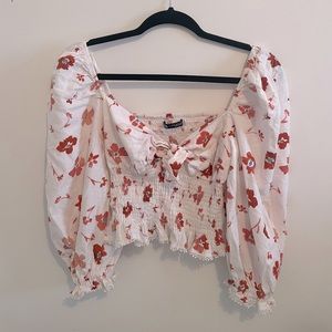 Zara floral puff sleeve top